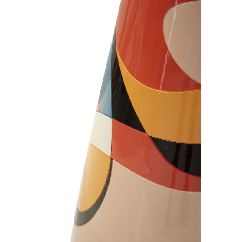 Grande Vase moderne XXL Rond Hauteur 92 cm en Résine Motif abstrait coloré Rubic 