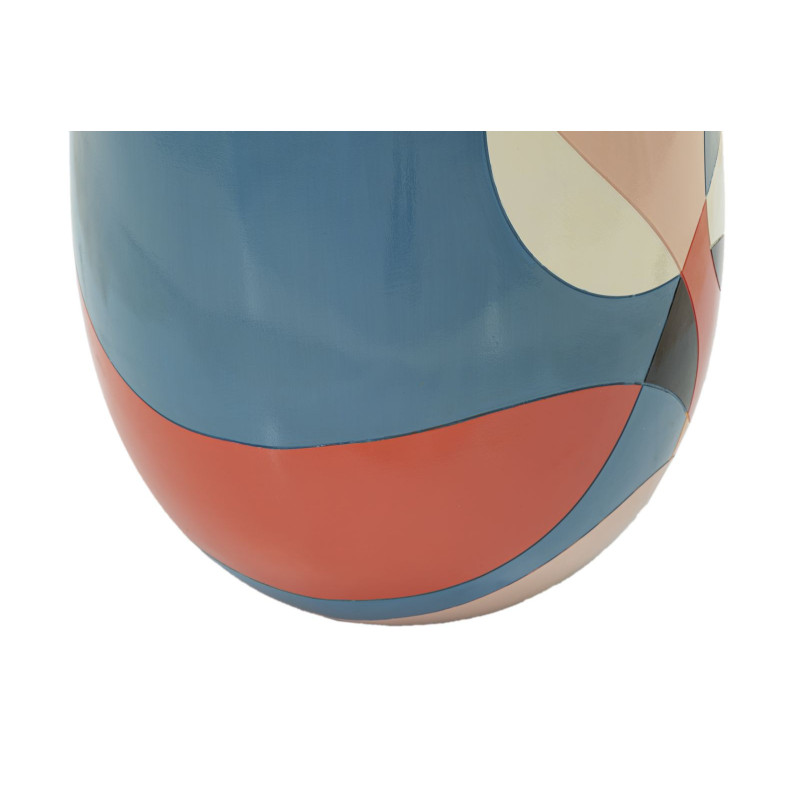 Grande Vase moderne XXL Rond Hauteur 92 cm en Résine Motif abstrait coloré Rubic 