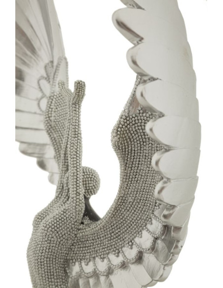 Statue déco moderne Ange protecteur Hauteur 48 cm en Résine Argenté Brillant Noir Sparky 