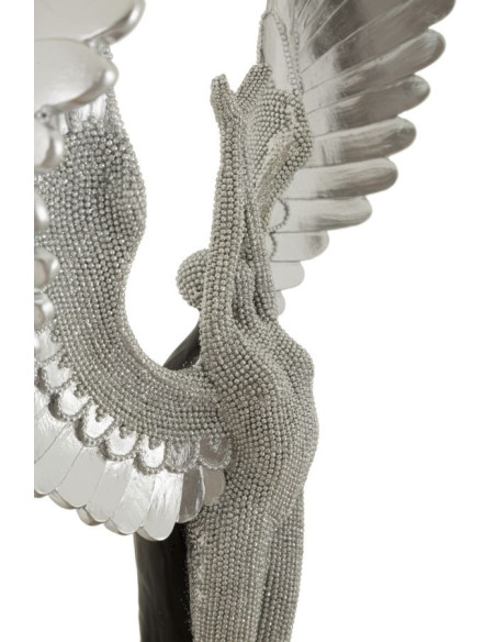 Statue déco moderne Ange protecteur Hauteur 48 cm en Résine Argenté Brillant Noir Sparky 