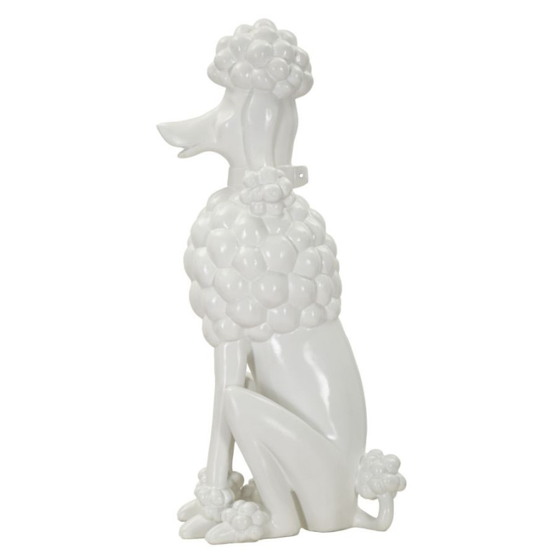 Statue déco moderne Caniche assis Hauteur 61 cm en Résine Blanc Barboncino 