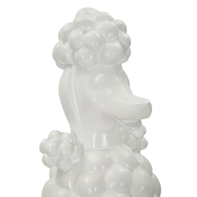 Statue déco moderne Caniche assis Hauteur 61 cm en Résine Blanc Barboncino 