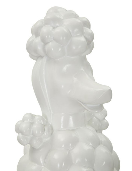 Statue déco moderne Caniche assis Hauteur 61 cm en Résine Blanc Barboncino 