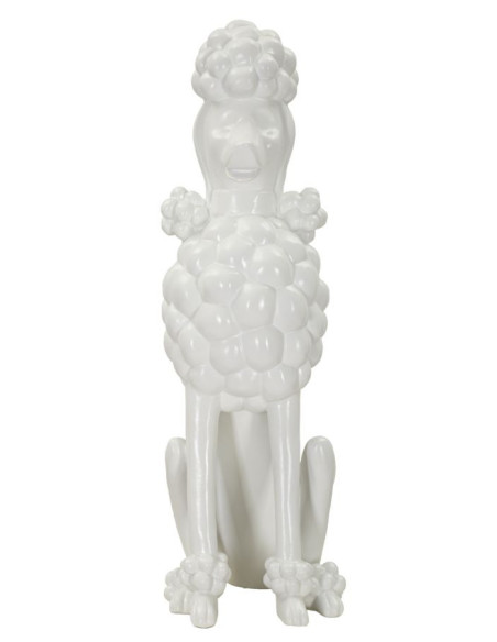 Statue déco moderne Caniche assis Hauteur 61 cm en Résine Blanc Barboncino 