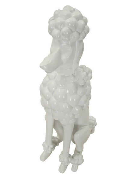 Statue déco moderne Caniche assis Hauteur 61 cm en Résine Blanc Barboncino 