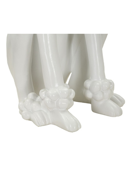 Statue déco moderne Caniche assis Hauteur 61 cm en Résine Blanc Barboncino 