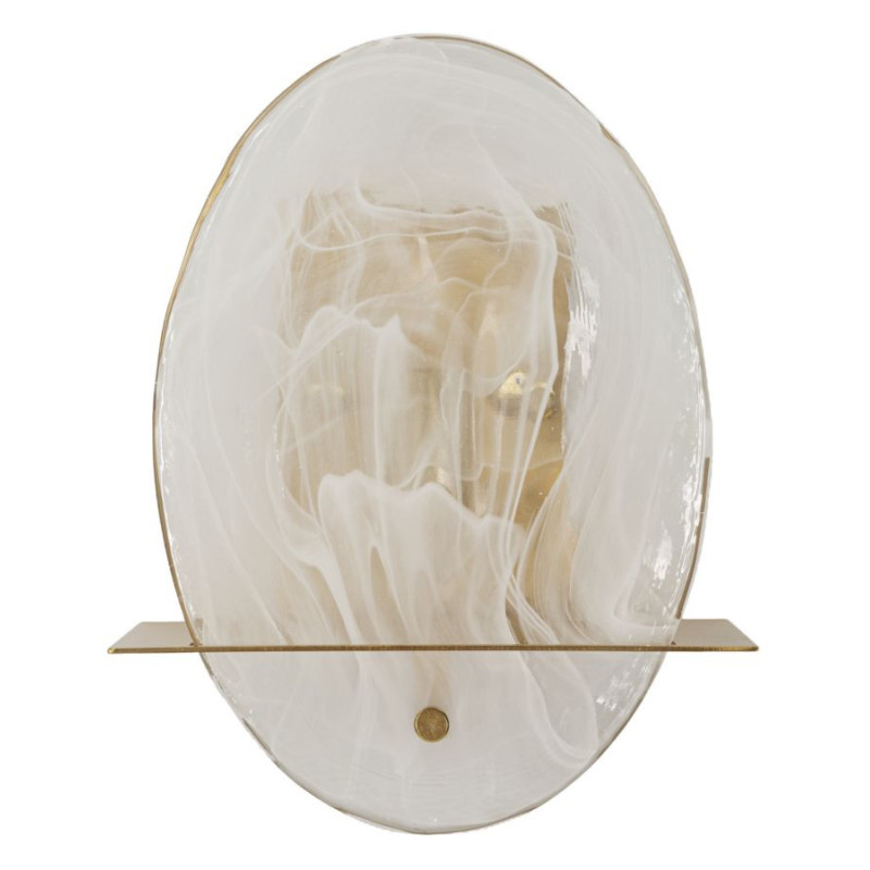 Applique murale originale moderne Hauteur 25 cm en Verre Blanc Métal Doré Portlan 