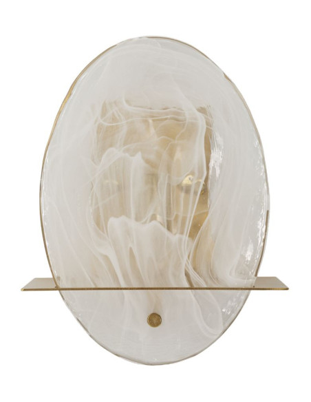 Applique murale originale moderne Hauteur 25 cm en Verre Blanc Métal Doré Portlan 