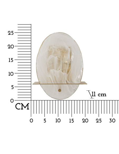 Applique murale originale moderne Hauteur 25 cm en Verre Blanc Métal Doré Portlan 