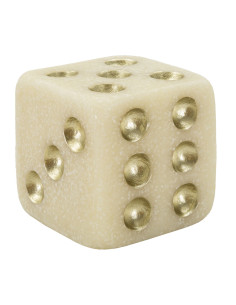 Objet déco moderne Dé 8 cm en Résine Blanc Effet quartz Doré Dado 