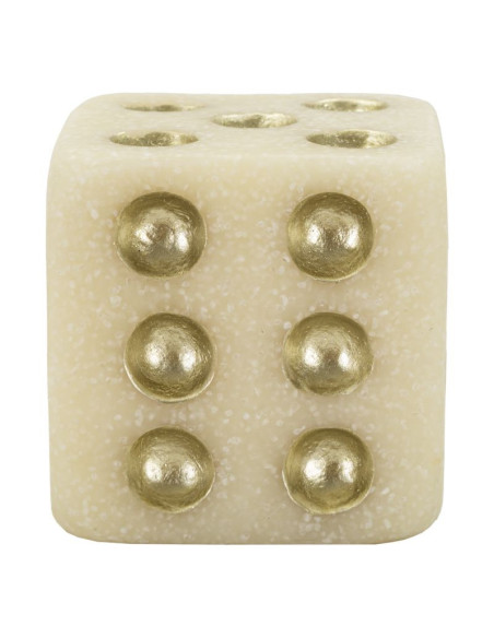Objet déco moderne Dé 8 cm en Résine Blanc Effet quartz Doré Dado 