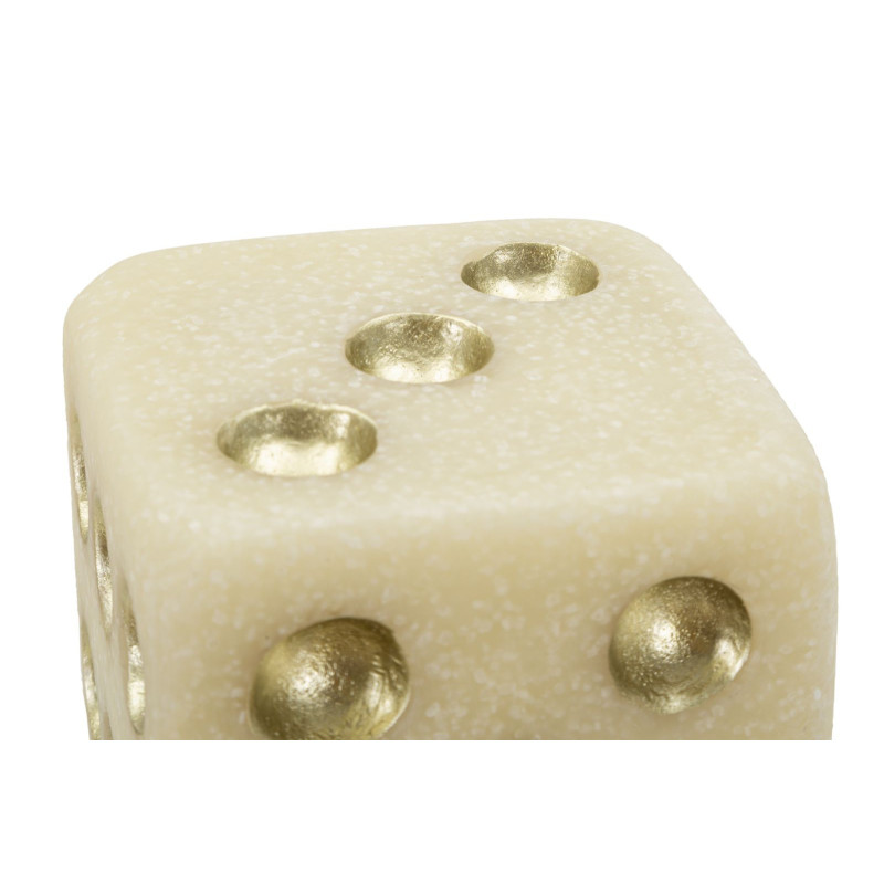 Objet déco moderne Dé 8 cm en Résine Blanc Effet quartz Doré Dado 