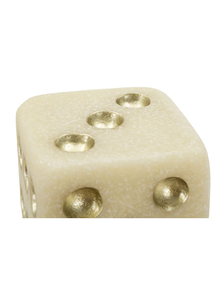 Objet déco moderne Dé 8 cm en Résine Blanc Effet quartz Doré Dado 