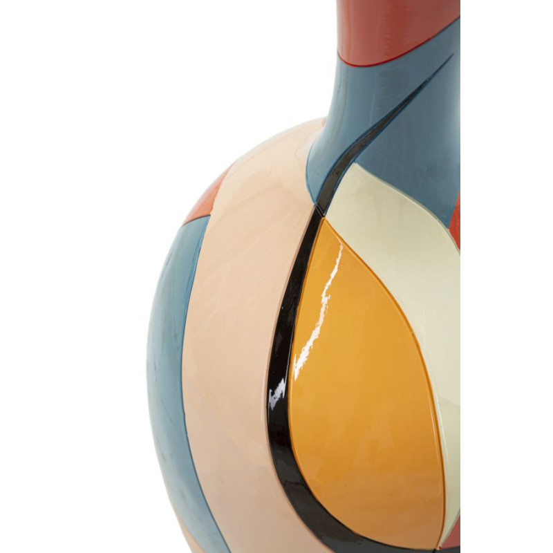 Grand Vase moderne Rond Hauteur 66 cm en Résine Motif abstrait coloré Rubic 