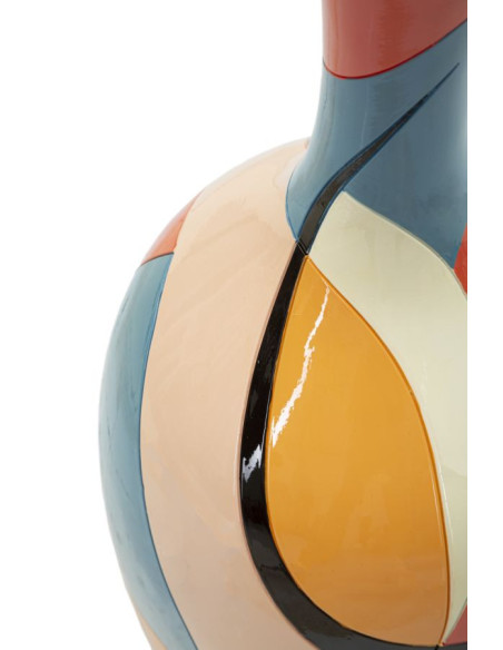 Grand Vase moderne Rond Hauteur 66 cm en Résine Motif abstrait coloré Rubic 