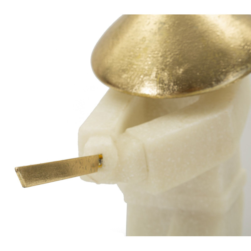 Grande Statue déco moderne Samouraï Chudan-no-kamae Hauteur 30 cm en Résine Blanc Effet quartz Métal Doré Toku 