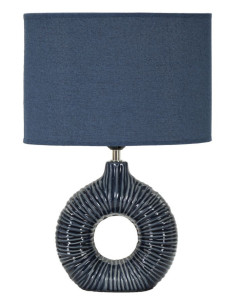 Lampe à poser moderne bord de mer Hauteur 43 cm en Céramique Tissu Bleu Métal Argenté Seta - 1
