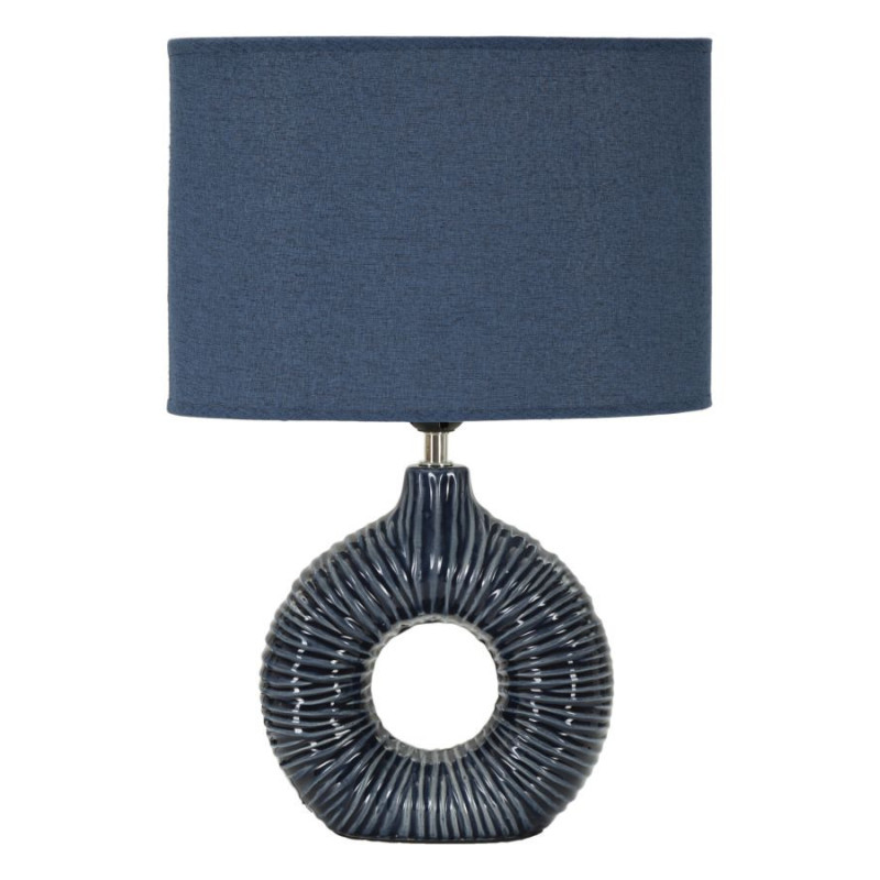 Lampe à poser moderne bord de mer Hauteur 43 cm en Céramique Tissu Bleu Métal Argenté Seta 