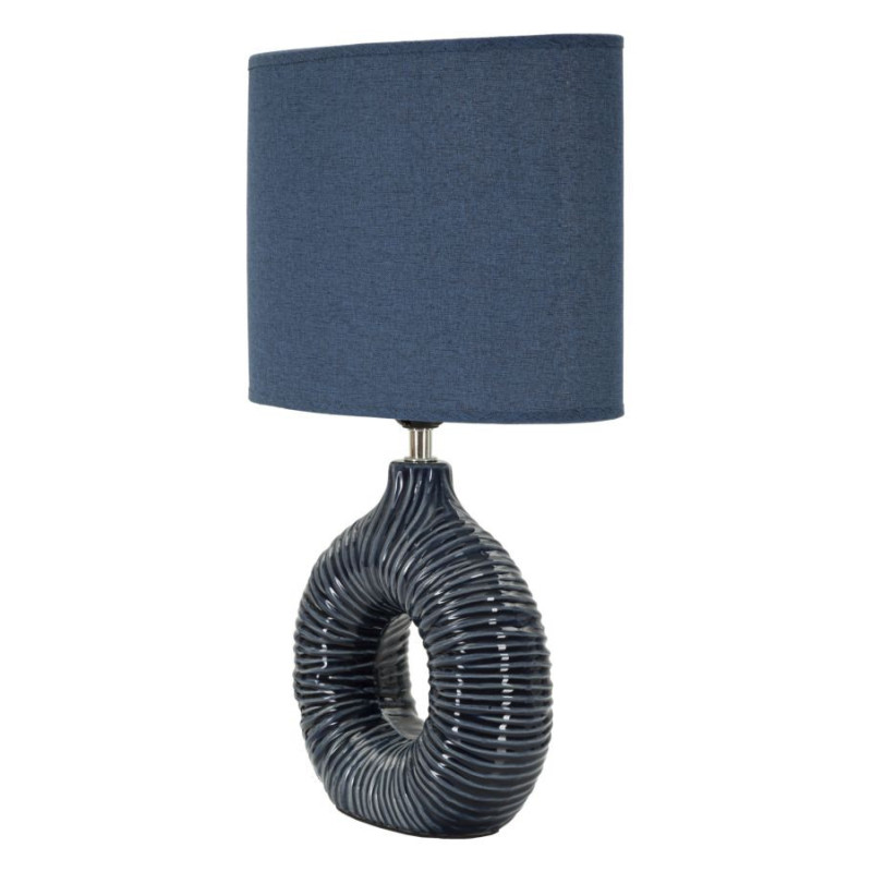 Lampe à poser moderne bord de mer Hauteur 43 cm en Céramique Tissu Bleu Métal Argenté Seta 