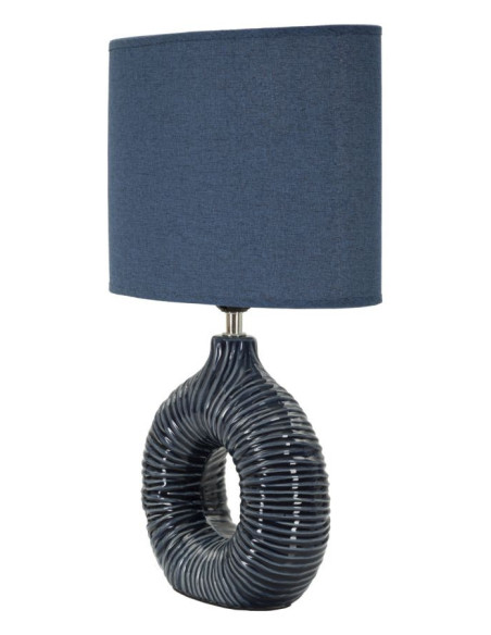 Lampe à poser moderne bord de mer Hauteur 43 cm en Céramique Tissu Bleu Métal Argenté Seta 