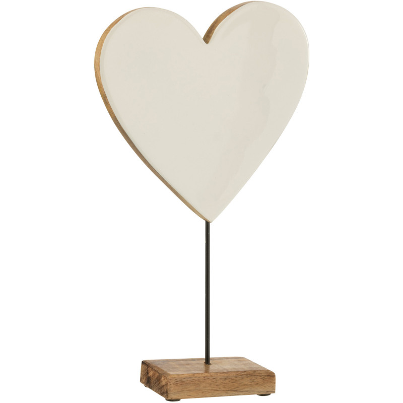 Décoration sur pied Coeur Hauteur 20 cm en Bois de manguier Blanc Elysha - 1