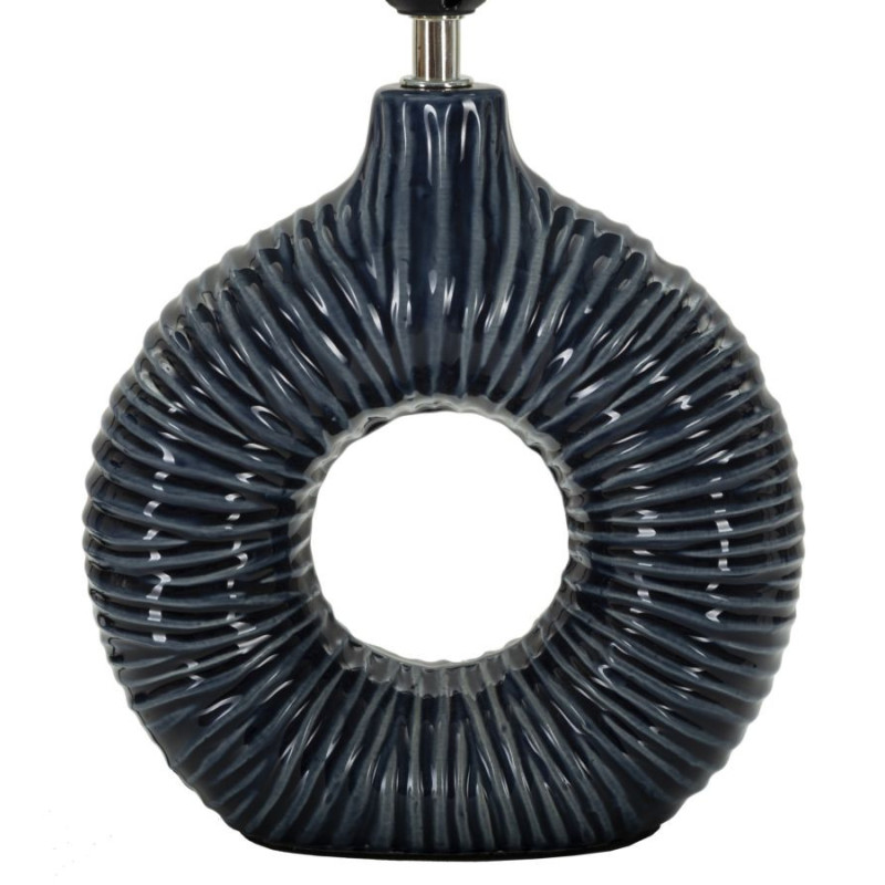 Lampe à poser moderne bord de mer Hauteur 43 cm en Céramique Tissu Bleu Métal Argenté Seta 