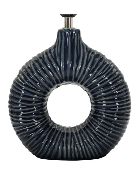 Lampe à poser moderne bord de mer Hauteur 43 cm en Céramique Tissu Bleu Métal Argenté Seta 