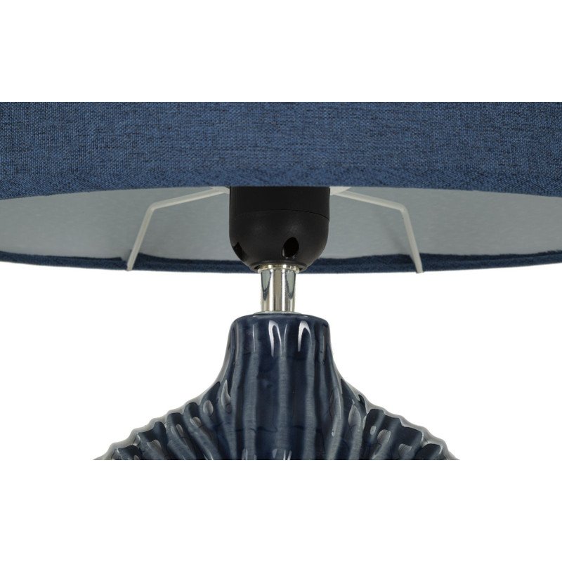 Lampe à poser moderne bord de mer Hauteur 43 cm en Céramique Tissu Bleu Métal Argenté Seta 