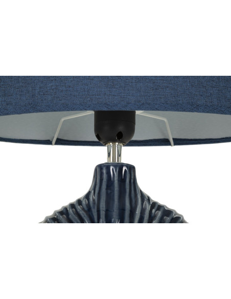 Lampe à poser moderne bord de mer Hauteur 43 cm en Céramique Tissu Bleu Métal Argenté Seta 