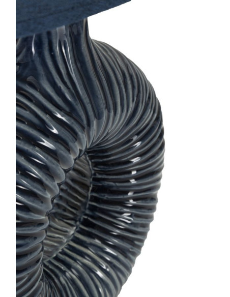 Lampe à poser moderne bord de mer Hauteur 43 cm en Céramique Tissu Bleu Métal Argenté Seta 