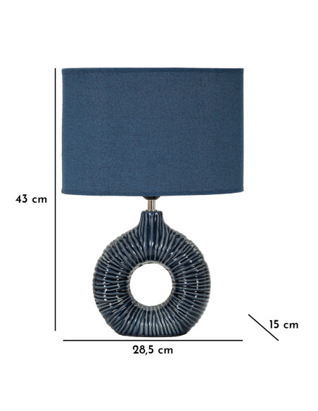 Lampe à poser moderne bord de mer Hauteur 43 cm en Céramique Tissu Bleu Métal Argenté Seta 