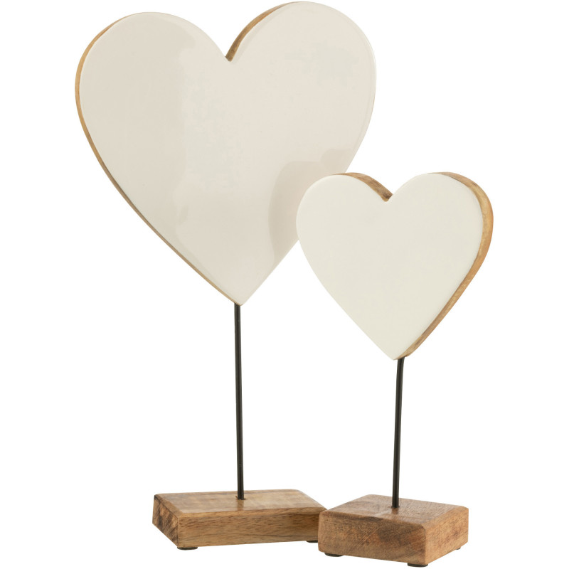 Décoration sur pied Coeur Hauteur 20 cm en Bois de manguier Blanc Elysha - 2