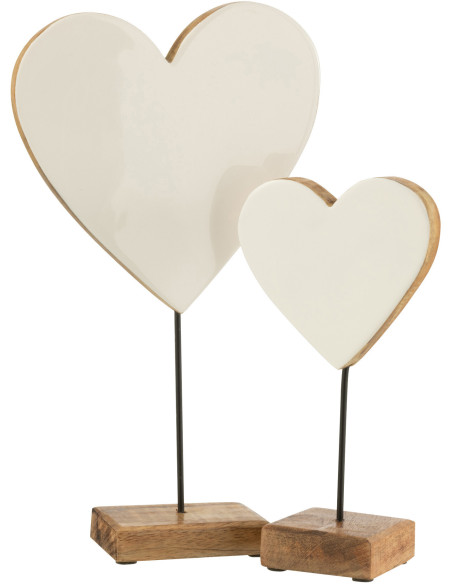 Décoration sur pied Coeur Hauteur 20 cm en Bois de manguier Blanc Elysha - 2