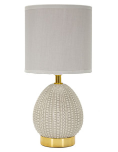 Lampe à poser moderne Hauteur 30 cm en Céramique Tissu Gris Métal Doré Flavi - 1