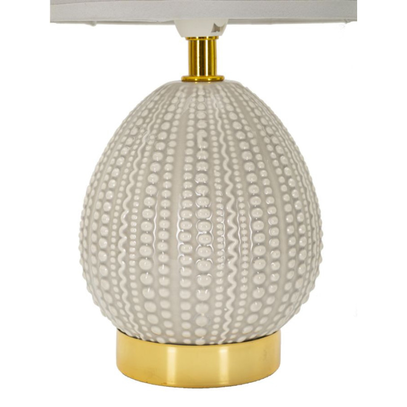 Lampe à poser moderne Hauteur 30 cm en Céramique Tissu Gris Métal Doré Flavi 