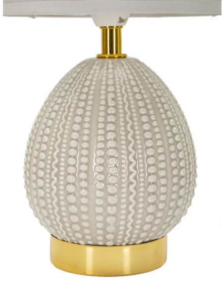 Lampe à poser moderne Hauteur 30 cm en Céramique Tissu Gris Métal Doré Flavi 