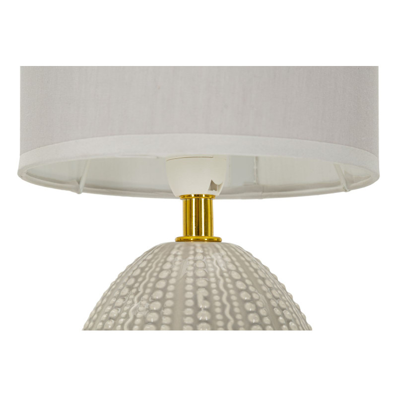 Lampe à poser moderne Hauteur 30 cm en Céramique Tissu Gris Métal Doré Flavi 