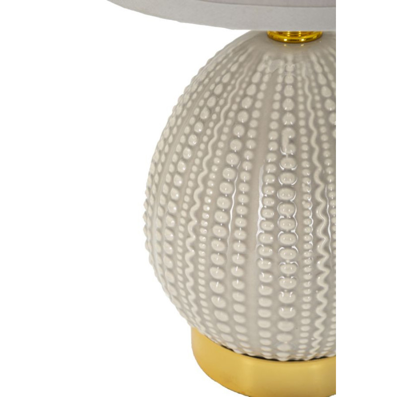 Lampe à poser moderne Hauteur 30 cm en Céramique Tissu Gris Métal Doré Flavi 