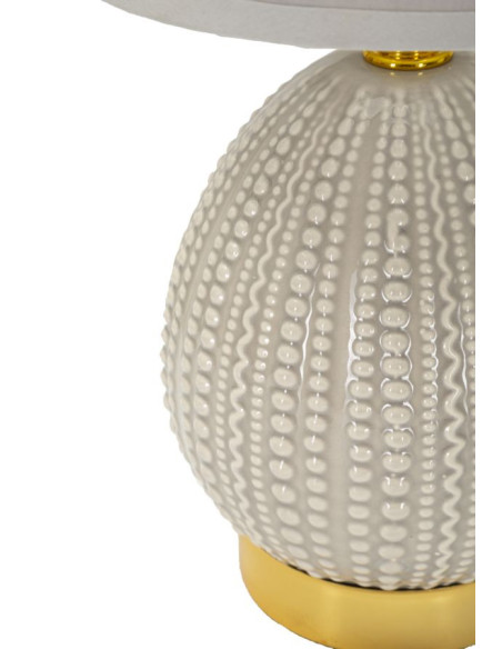 Lampe à poser moderne Hauteur 30 cm en Céramique Tissu Gris Métal Doré Flavi 