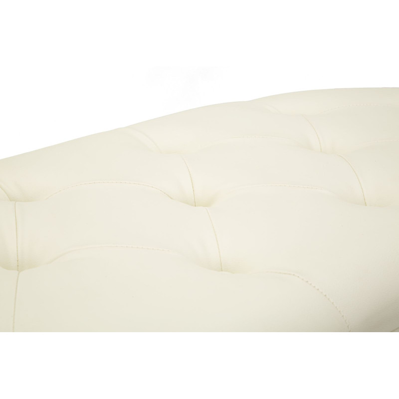 Banquette bout de lit moderne chic 2 tiroirs en Polyuréthane Blanc Matelassé Bois MDF Métal Doré Shanon 