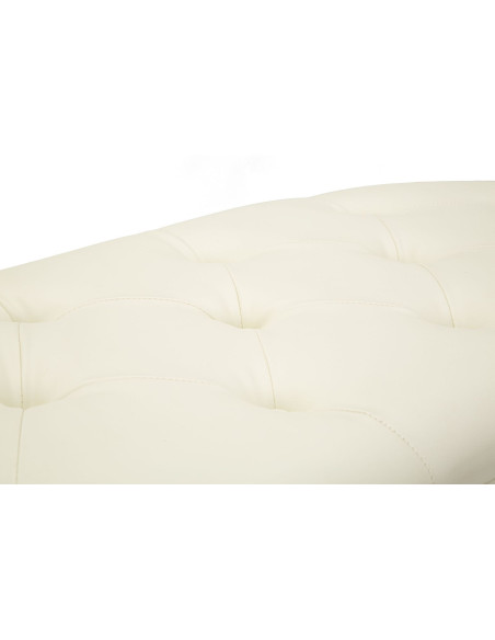 Banquette bout de lit moderne chic 2 tiroirs en Polyuréthane Blanc Matelassé Bois MDF Métal Doré Shanon 
