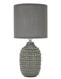 Lampe à poser moderne Hauteur 30 cm en Céramique Tissu Gris Métal Argenté Points - 1
