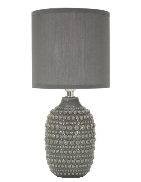Lampe à poser moderne Hauteur 30 cm en Céramique Tissu Gris Métal Argenté Points 
