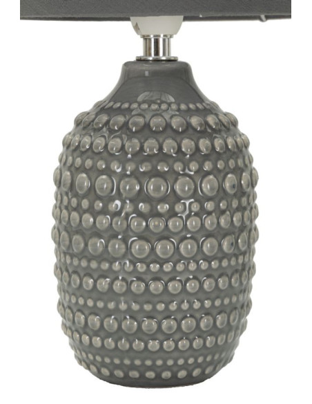 Lampe à poser moderne Hauteur 30 cm en Céramique Tissu Gris Métal Argenté Points 