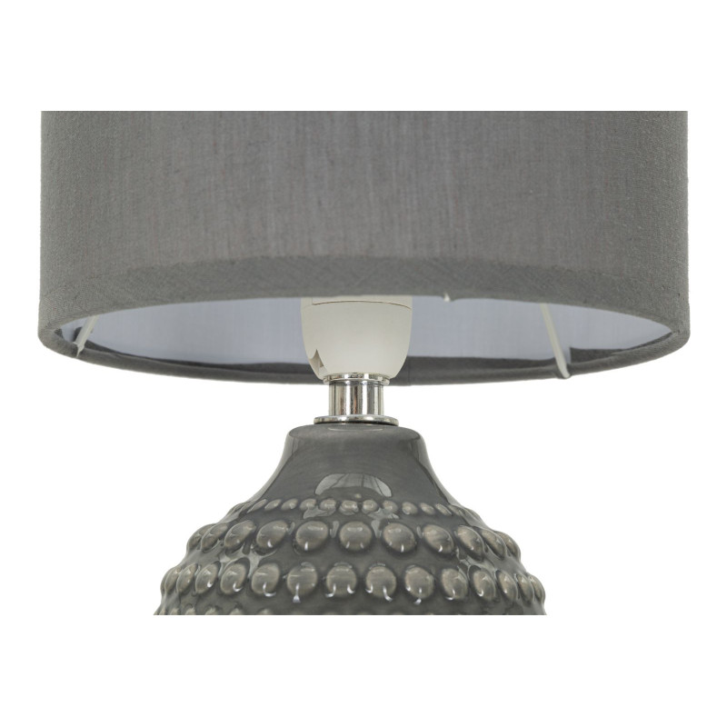 Lampe à poser moderne Hauteur 30 cm en Céramique Tissu Gris Métal Argenté Points 