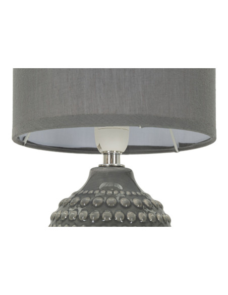 Lampe à poser moderne Hauteur 30 cm en Céramique Tissu Gris Métal Argenté Points 