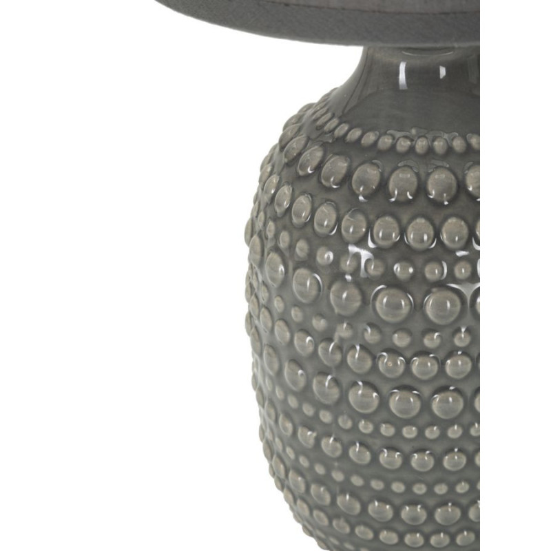 Lampe à poser moderne Hauteur 30 cm en Céramique Tissu Gris Métal Argenté Points 