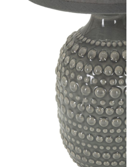 Lampe à poser moderne Hauteur 30 cm en Céramique Tissu Gris Métal Argenté Points 