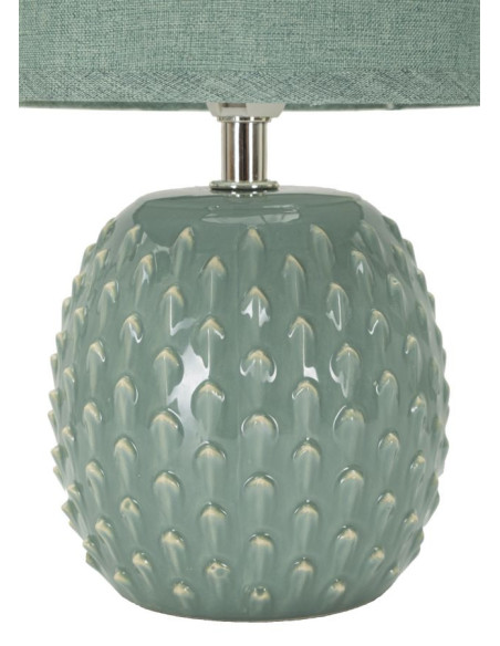 Petite Lampe à poser moderne Hauteur 27 cm en Céramique Tissu Bleu clair Métal Argenté Pontus 