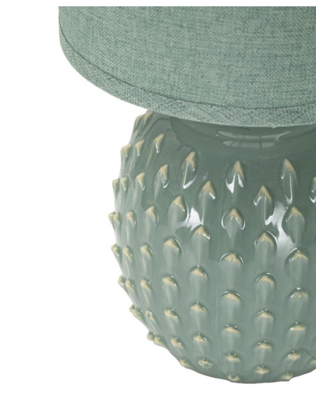 Petite Lampe à poser moderne Hauteur 27 cm en Céramique Tissu Bleu clair Métal Argenté Pontus 